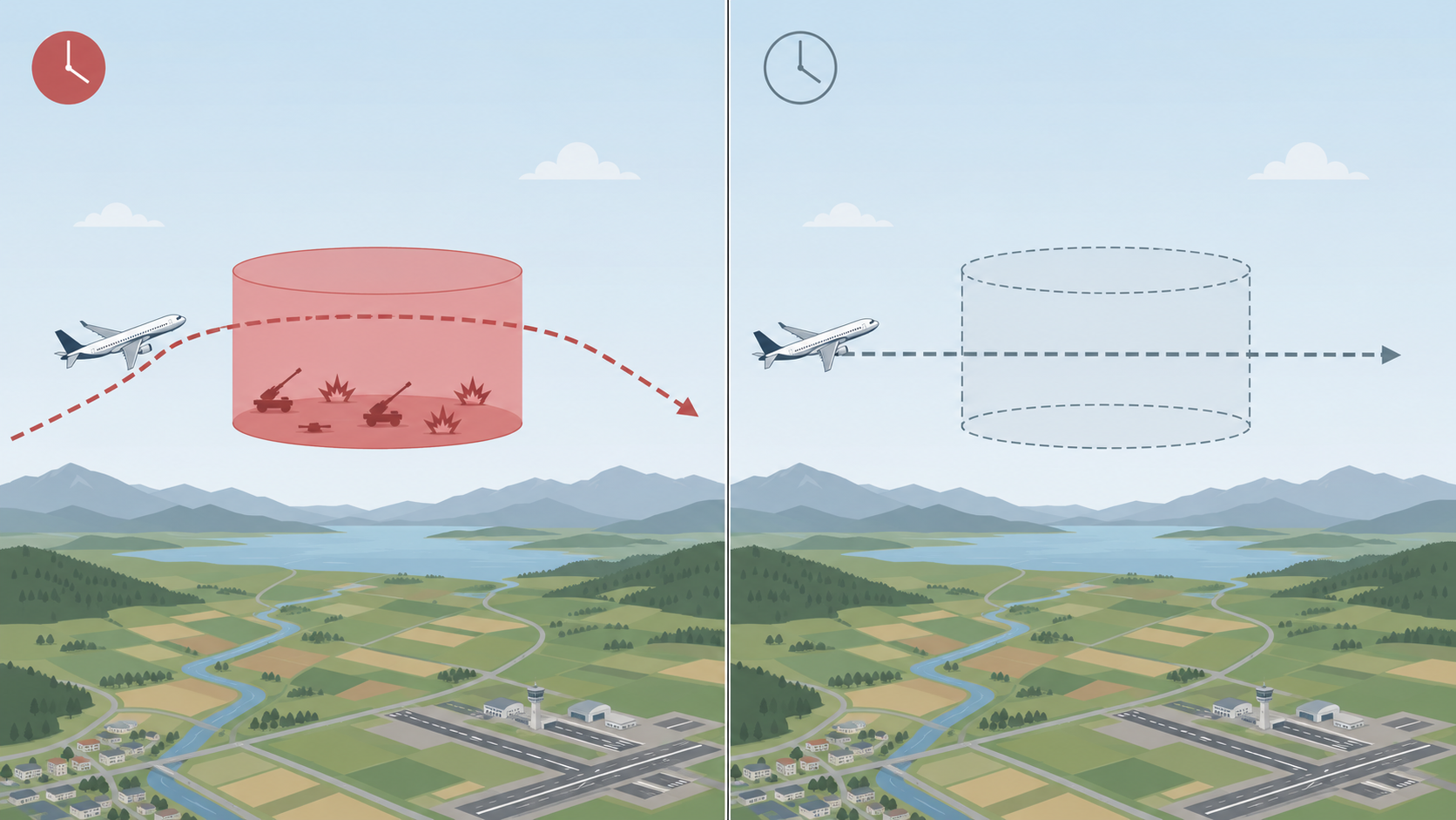 射撃訓練空域の使用中と使用外